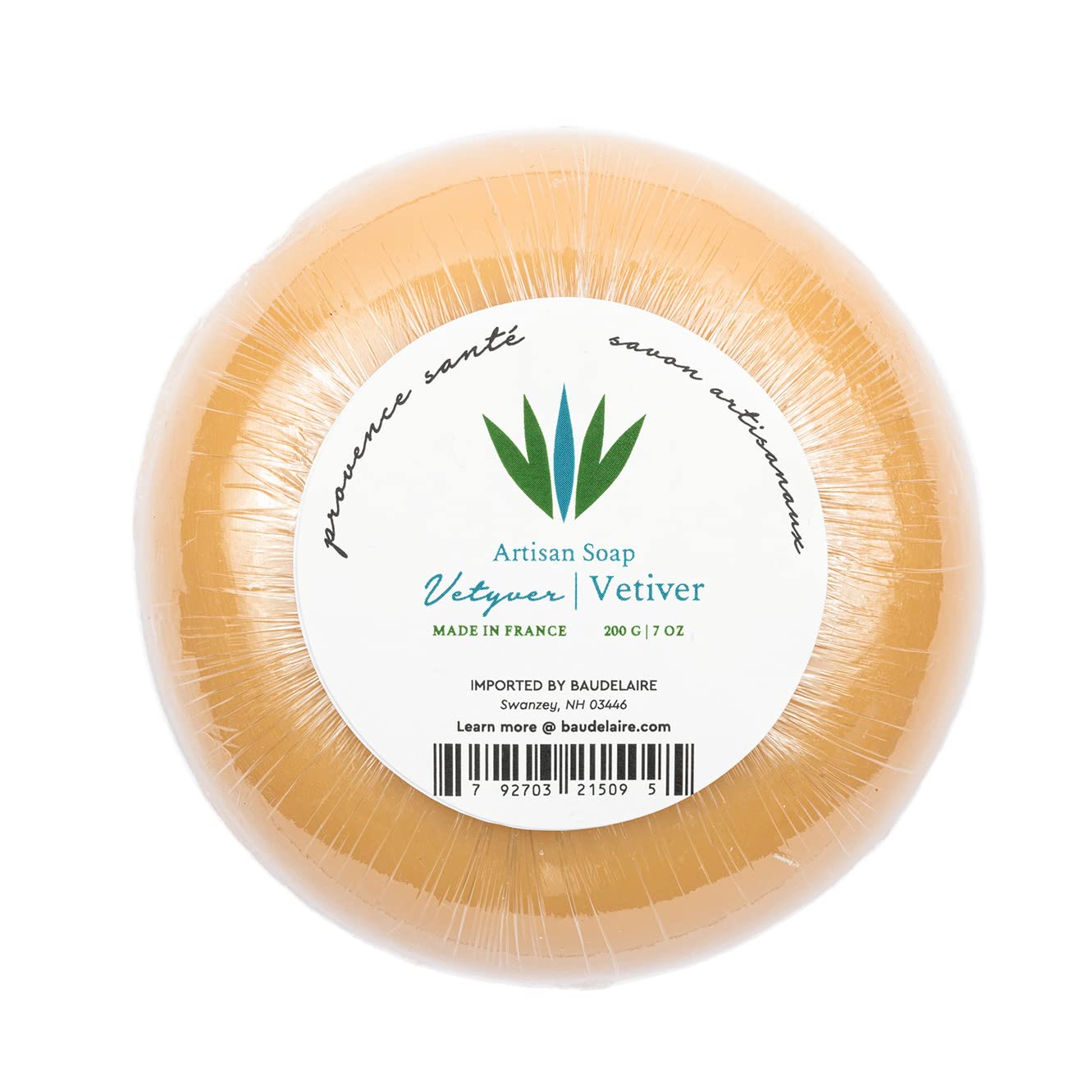 Provence Sante Luxury French Bath Bar - Moisturizing Shea Butter - Triple-milled Vetiver Fragrance, 7 oz Made in France