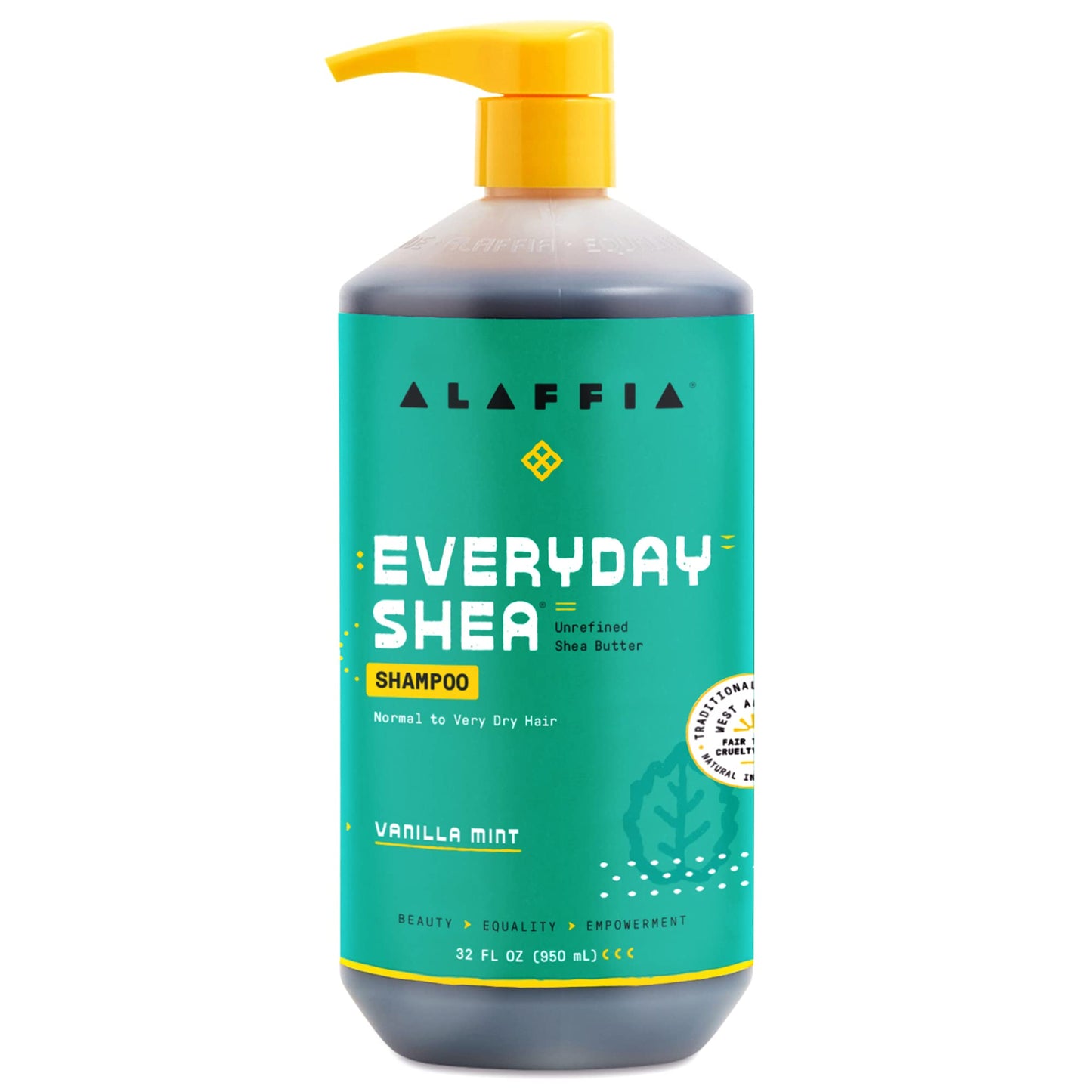 Alaffia EveryDay Shea Shampoo, Gently Cleansing Shampoo for Normal to Dry Hair, Made with Fair Trade Shea Butter, Cruelty Free, Vegan, No Parabens