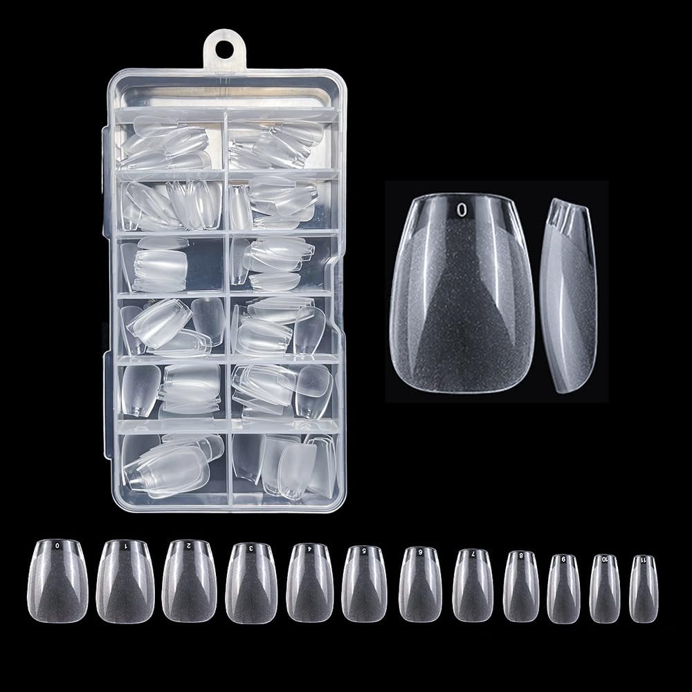 Nail Tips 600 pcs, Semi-Matte Short False Nails, Ultra Thin Breathable Nail Art Supplies for Women, (600 pieces semi-matte - black label short water Beauty & Personal Care Waillynice