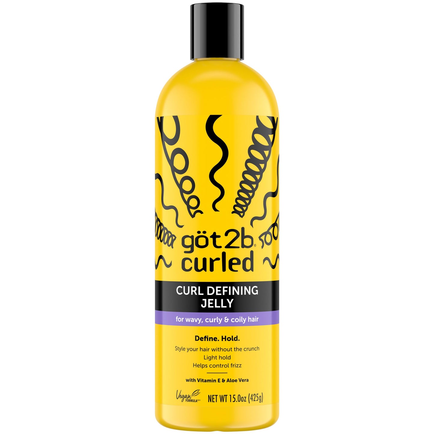 Got2B Curled Curl Defining Jelly, 15 Fl Oz, Curl Gel with 72-Hour Frizz Control, Locks in Moisture for Wavy, Curly & Coily Hair, Light Hold, No Crunch