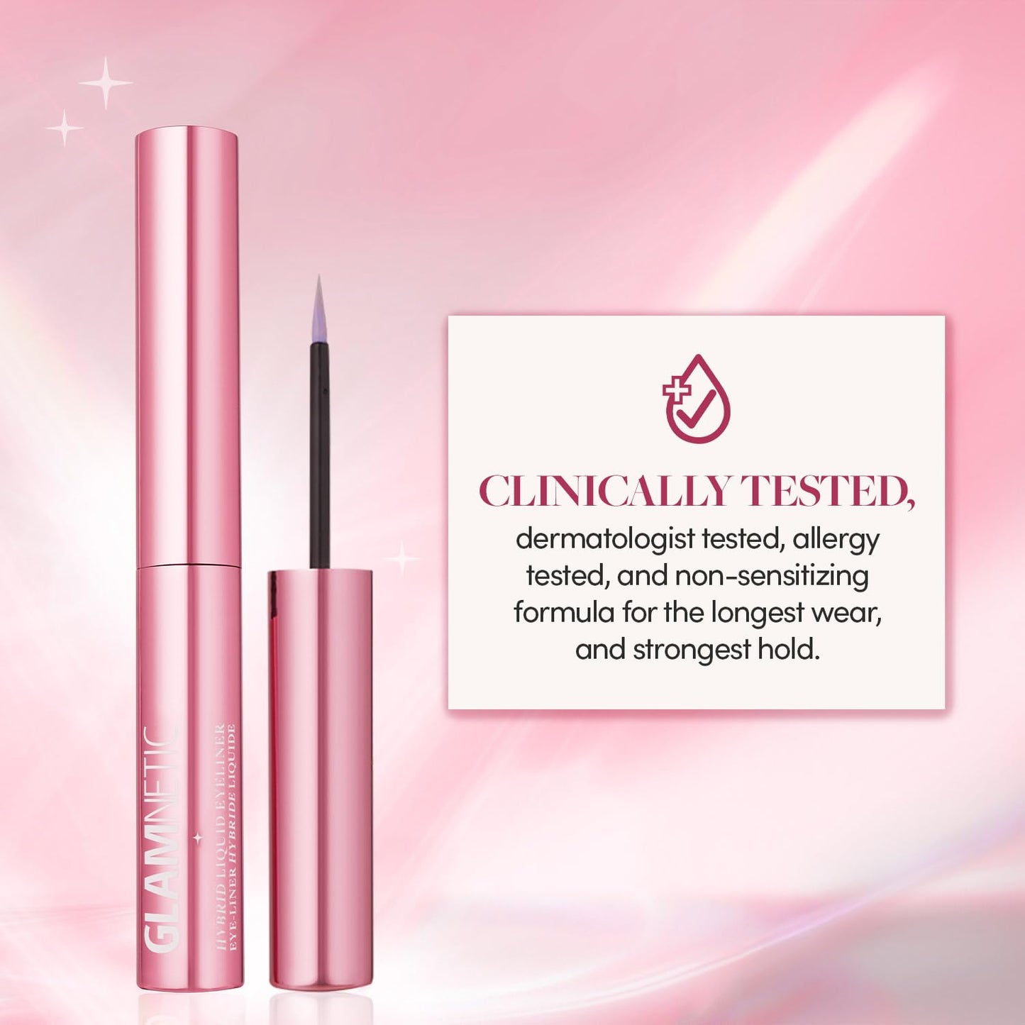 Glamnetic Hybrid Magnetic Eyeliner, Liquid Clear, for Eyelashes - Waterproof & Smudge Proof Liner | All-Day Hold for Magnetic Lashes, Quick-Drying