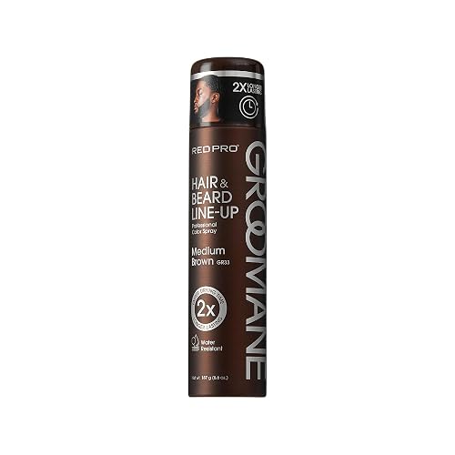 RED Pro GROOMANE Temporary Color Spray for Hair & Beard Line-Up, Barber Grade, Quick-Drying, 2X Longer-Lasting (Up to 20 Washes), Precision Nozzle, No