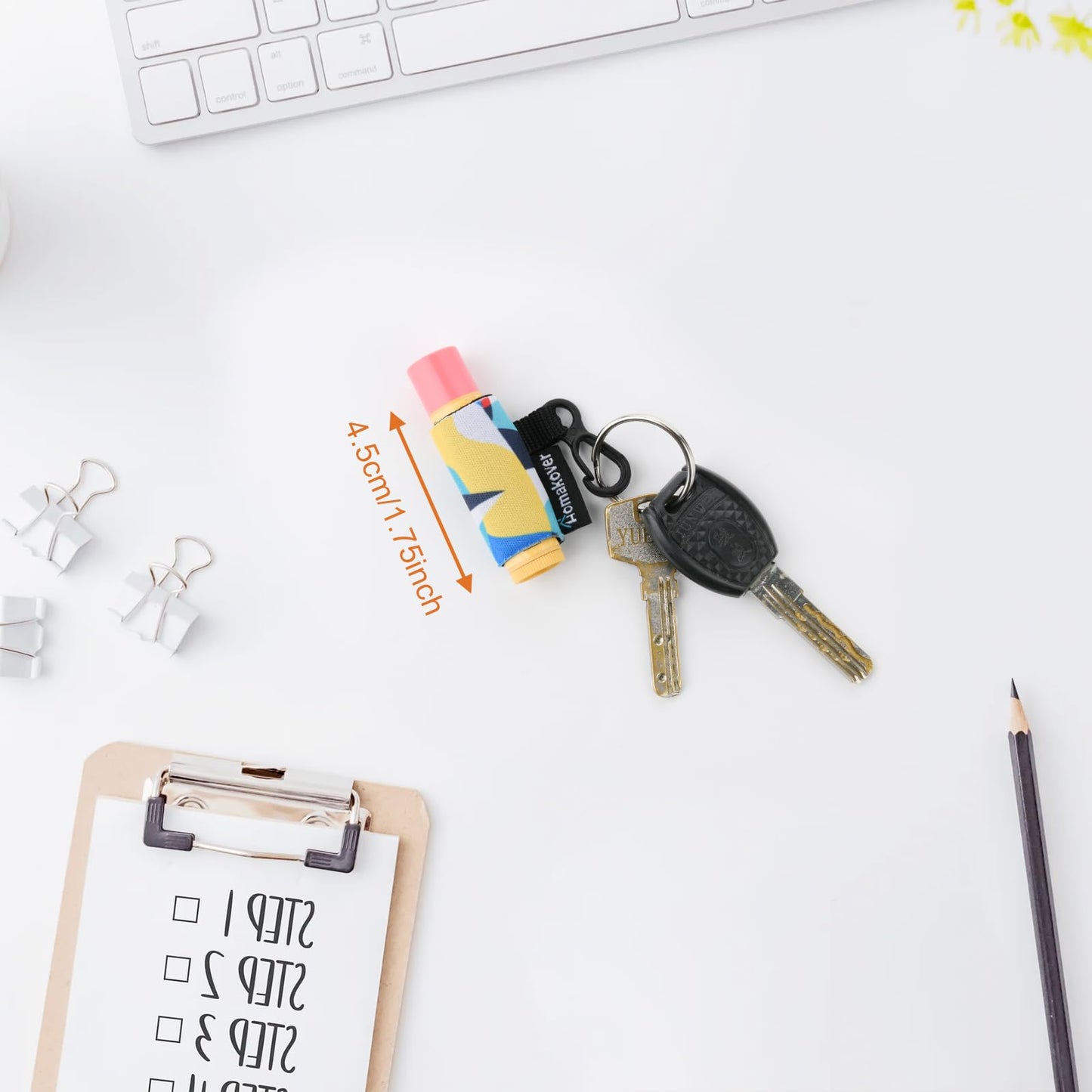 6 Pack Compact Clip-On Lipstick Holder Premium Release Hang Neoprene Sleeve Lip Balm with Hang Fits Most Standard Lip Balm (Abstract Painting)