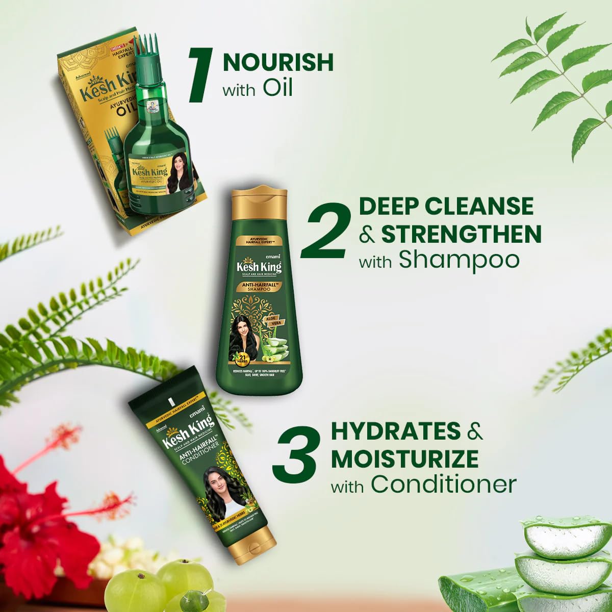 KESH KING Anti Hairfall Shampoo | with 21 Ayurvedic Herbs & Aloe Vera | Provides Healthy Nourished Scalp | for Shiny & Smooth Hair | 6.76 Fl Oz/200ml