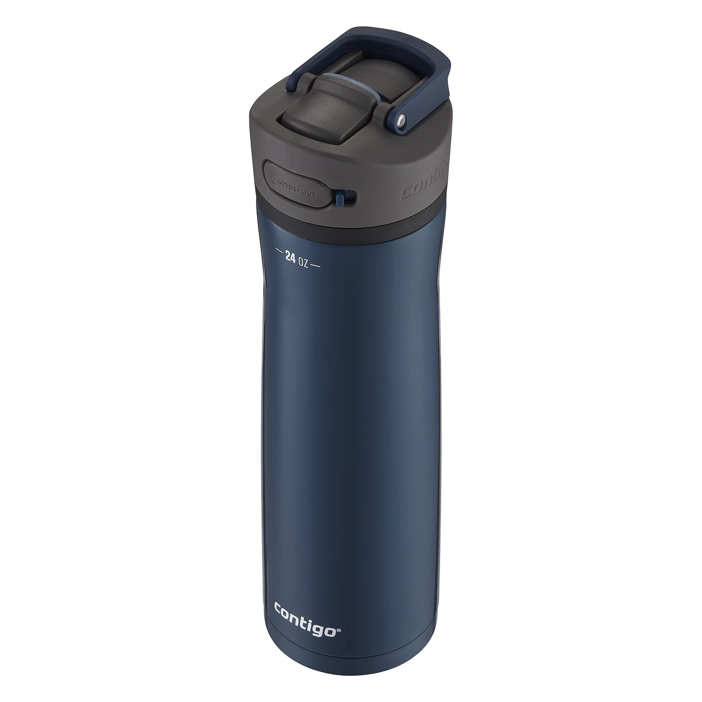 Contigo Ashland 2.0 Leak-Proof Water Bottle with Lid Lock and Angled Straw, Dishwasher Safe, Interchangeable Lid, 24oz, Blueberry