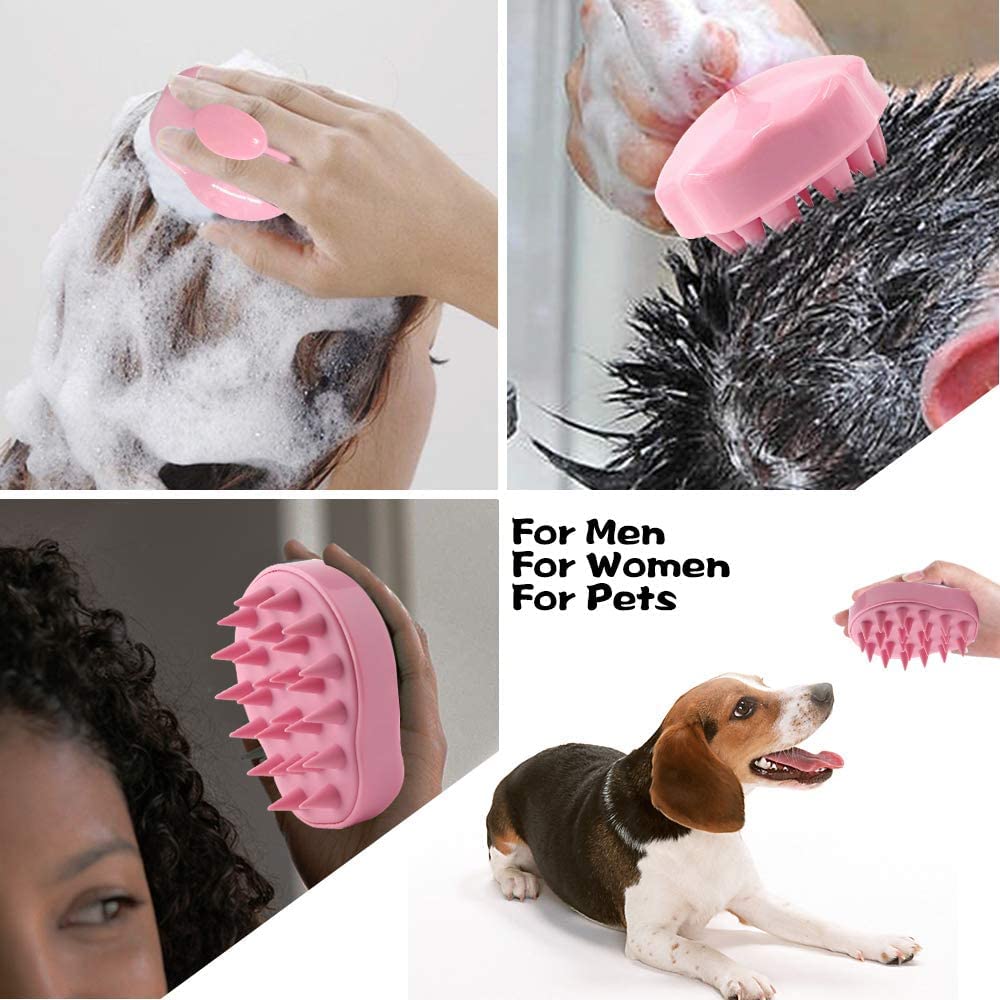 Ithyes Shampoo Brush Silicon Scalp Massager Hair Brush Wet Dry Comb Head Rubber Care Improve Blood Circulation for Men,Women Pets, Pack 2 Green