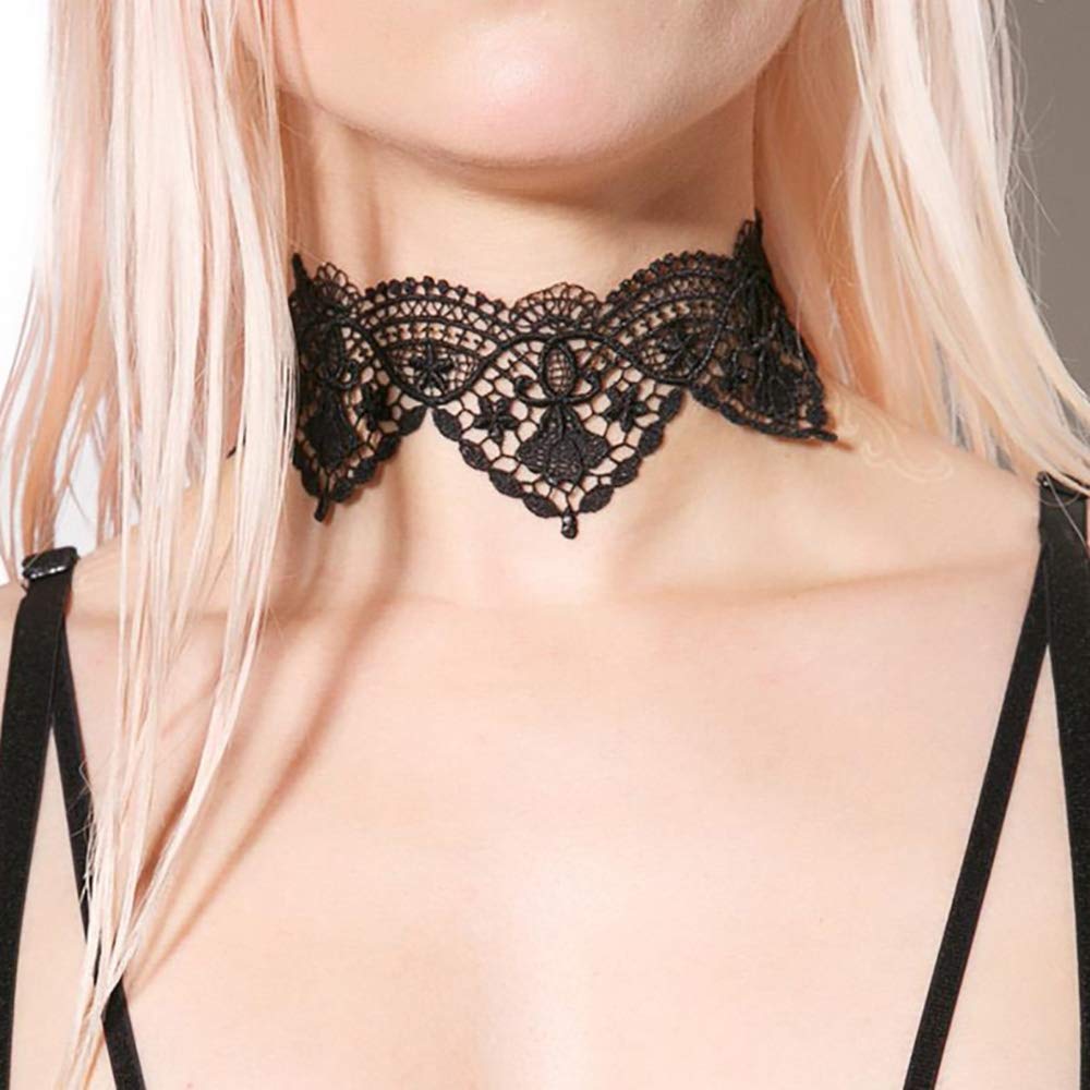 DoubleNine Lace Choker Collar Black Retro Gothic Hollow Tattoo Necklace Handmade Victorian Wedding Accessories for Women Girls
