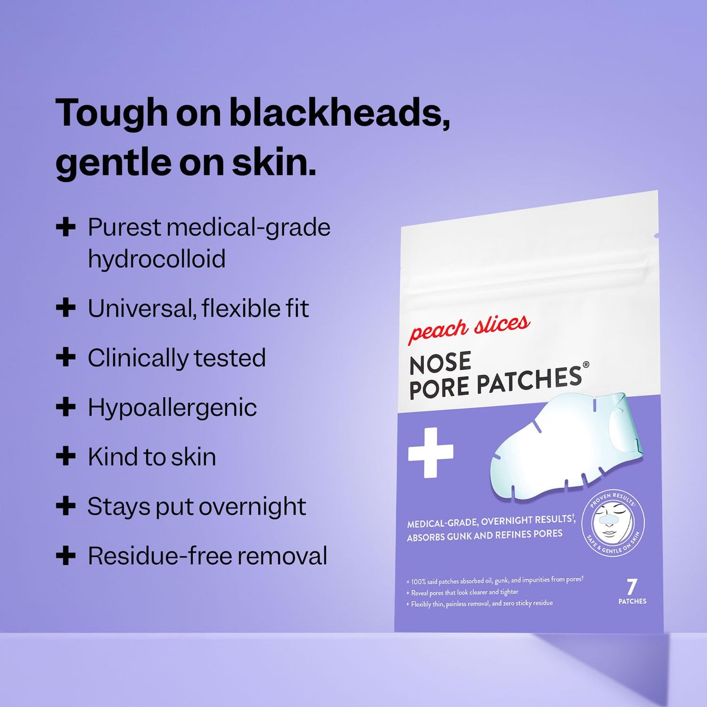 Peach Slices - Nose Pore Patches (7 ct) - Overnight Blackhead Remover - Pore Strips - Absorbs Gunk - Thin, Flexible & Painless - Hydrocolloid Patches Beauty and Personal Care Peach Slices