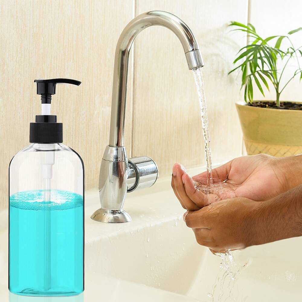 Empty Plastic Pump Bottles Dispenser 4 Pack 16oz/500ml Portable Clear BPA-Free Cylinder Shampoo Lotion Hand Pump Bottle Durable Refillable Containers Beauty and Personal Care Vioetry