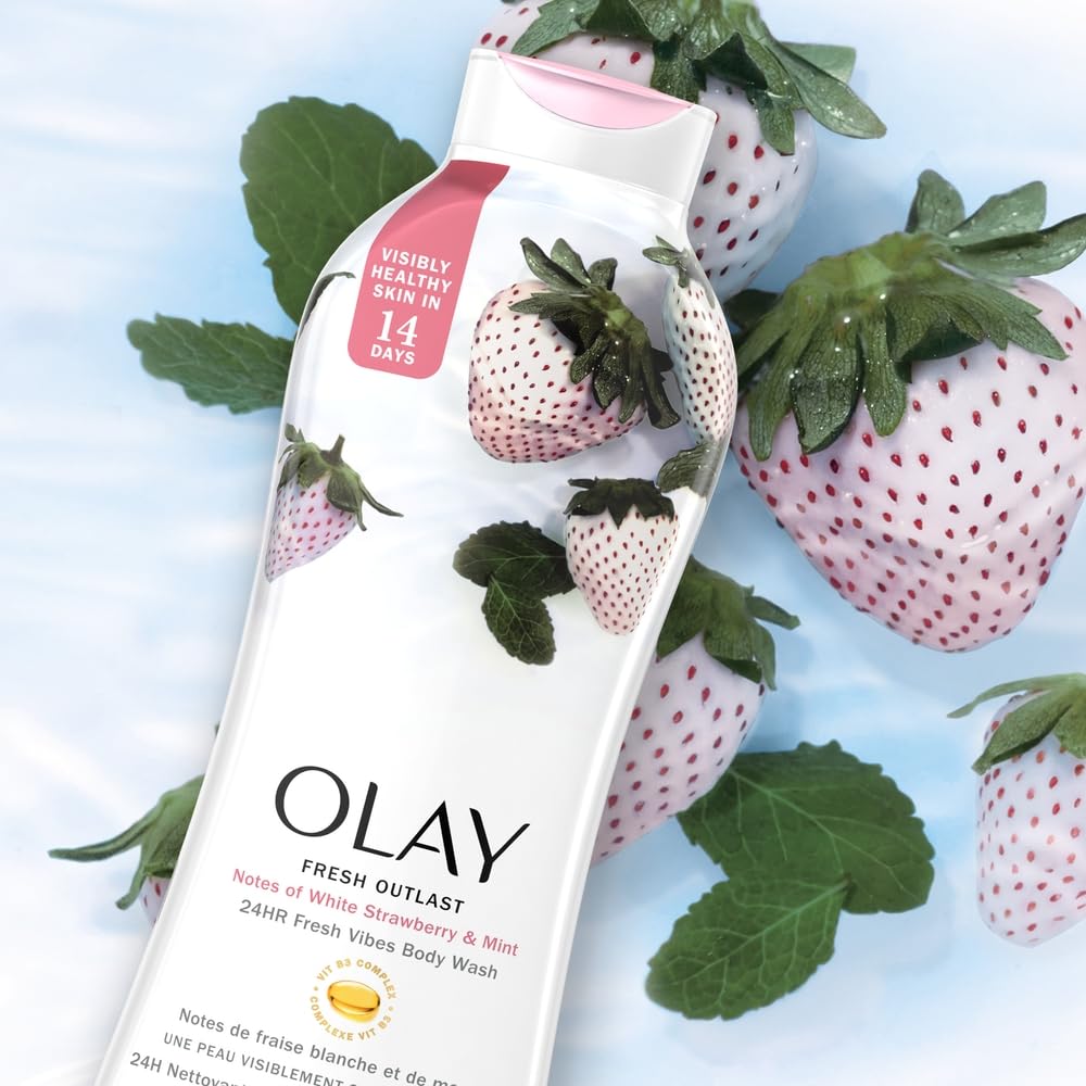 Olay Body Wash Fresh Cooling Strawberry & Mint 22 Ounce (650ml) (3 Pack)3