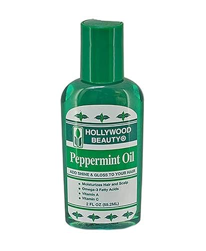 Hollywood Beauty Peppermint Hair Oil, 2 oz - Conditions Hair & Skin, Natural Treatment for Dry Itchy Scalp, Moisturizes with Omega-3, Vitamin A & C