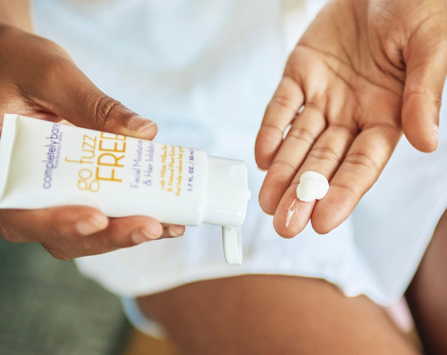 Completely Bare go fuzz FREE | Facial Moisturizer & Hair Inhibitor | Vitamin E | Hair Minimizers | Fragrance Free | 1.7 FL OZ