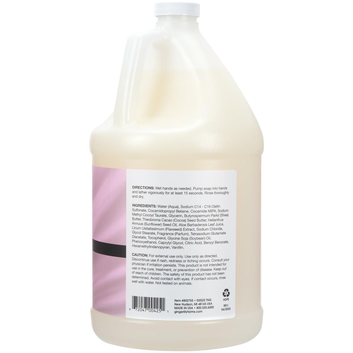 Ginger Lily Farms Botanicals Shea Indulgence Deep Hydration Liquid Hand Soap Refill, 100% Vegan & Cruelty-Free, Vanilla Sugar Bliss Scent, 1 Gallon