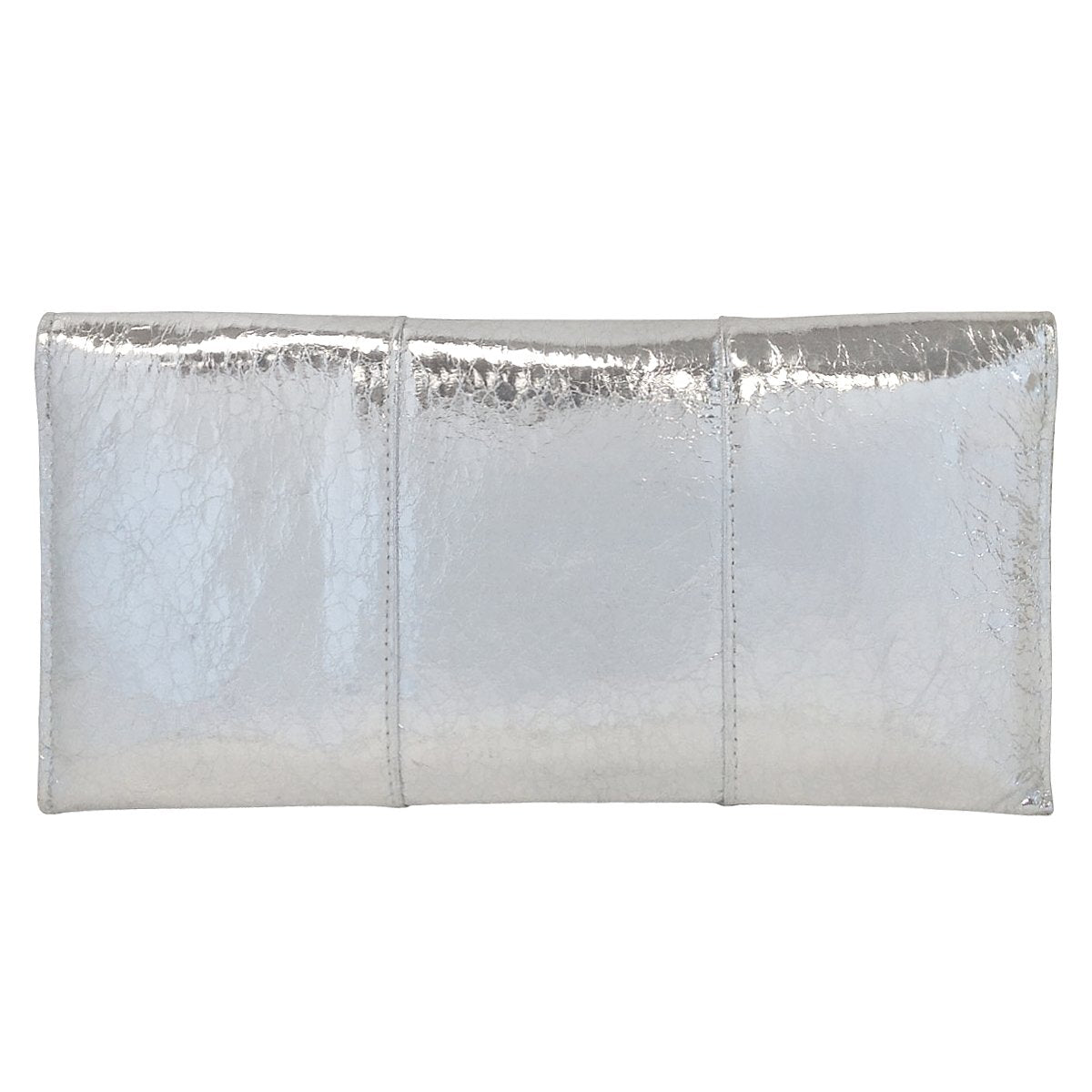 JNB Crushed Metallic Envelope Clutch, Silver