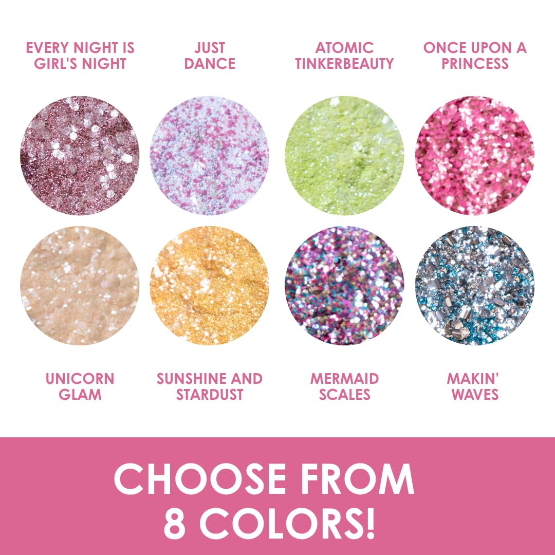 Biodegradable Glitter, 8 Colors, Vegan, for Hair and Body, Safe for Children (Every Night is Girl's Night)
