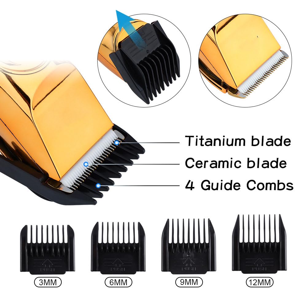 QDKVTNDJZ Smart Electric Hair Clippers for Men, Cordless Hair/Beard Trimmer Set with 4 Guide Combs,LED Display,High Speed Motor Cutting Kit for Family Beauty and Personal Care QDKVTNDJZ