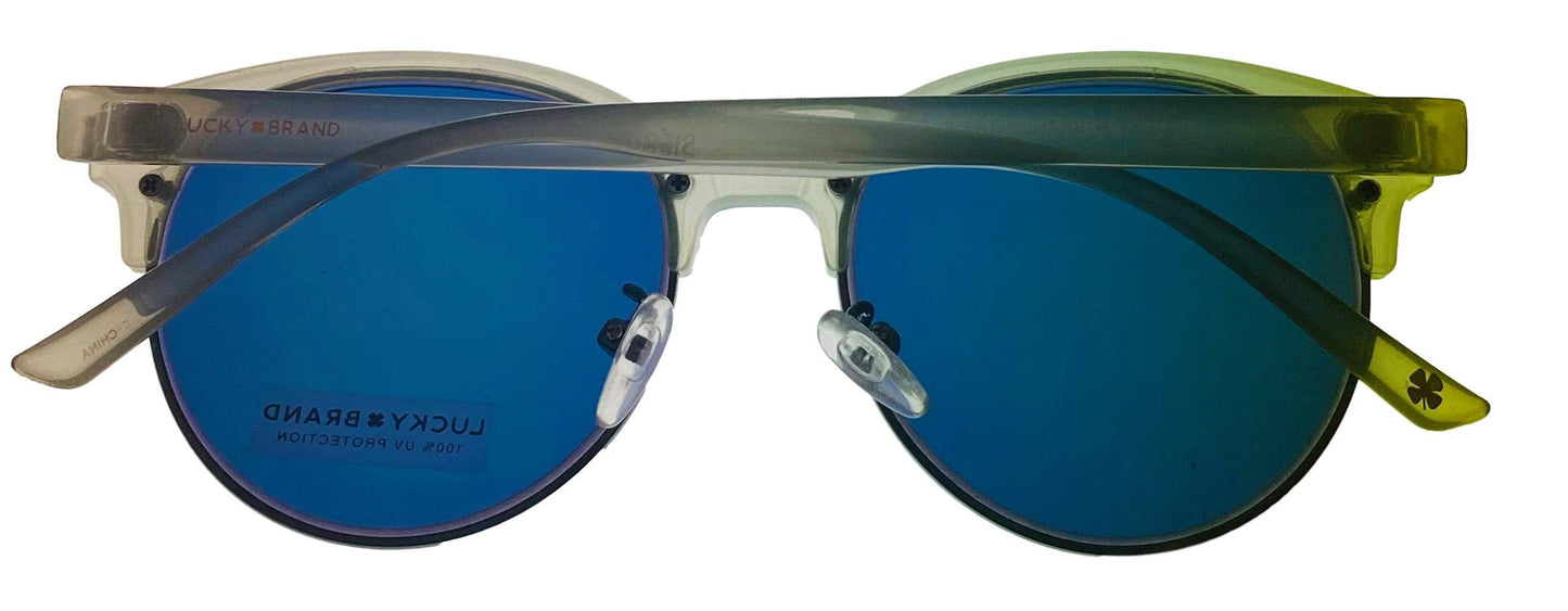 Lucky Brand Womens Round Light Grey Plastic Sunglass Sierra