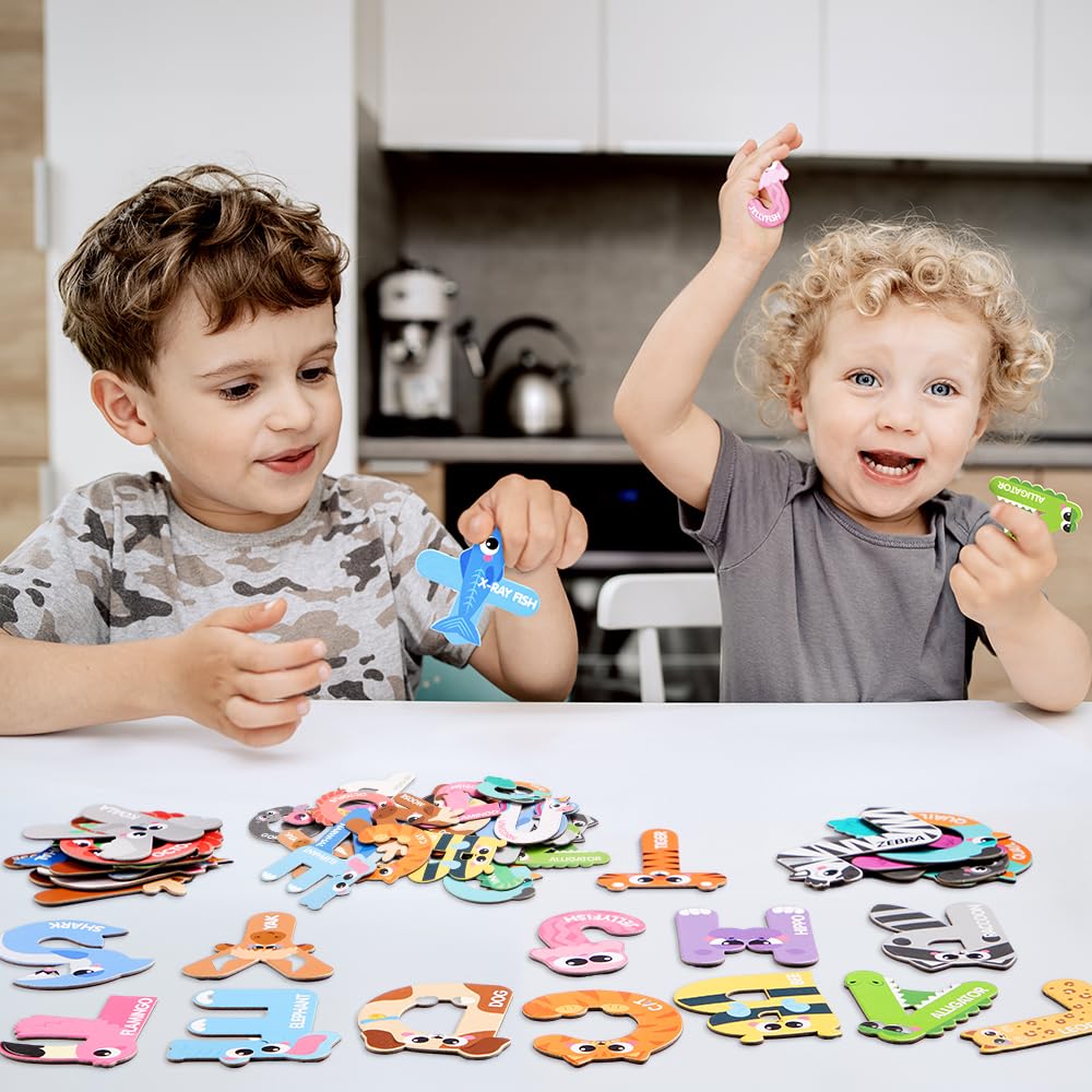 JOYIN Magnetic Letters – 26 Large Animal Alphabet Fridge Magnets for Toddlers, Educational ABC Spelling & Learning Toy for Kids Ages 3–5