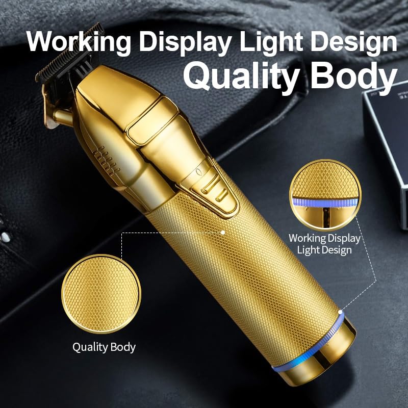 GLESVOWIO Pro Hair Clipper Electric Professional Trimmer for Men Cordless Rechargeable Shaver Barber Cutting Machine T Styling(Gold) Beauty and Personal Care GLESVOWIO