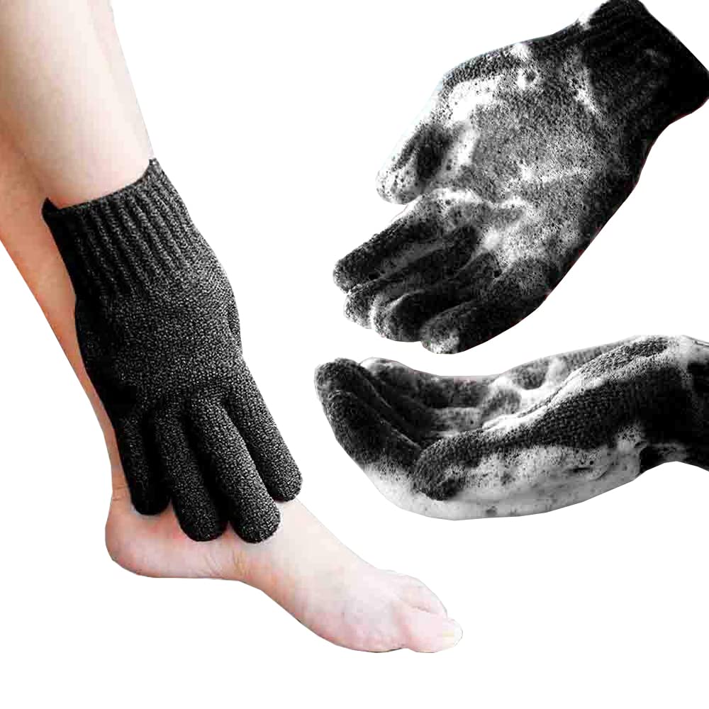 MIG4U Exfoliating Shower Gloves for Bath, Premium Nylon Body Wash Bathing Gloves for Men Women Spa, Massage and Skin Scrub, Dead Skin Remover