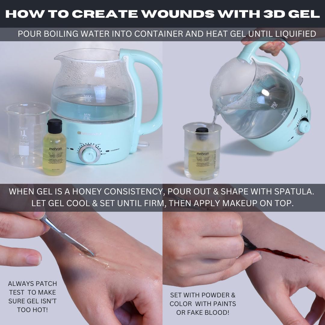 Mehron Makeup 3-D Gel | Gelatin Special Effects Makeup | Halloween FX & Scarring Gel | Fake Skin for Stage, Screen, Theater, Cosplay, and Halloween
