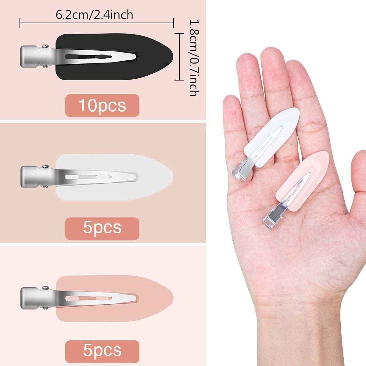 Gingbiss 20 Pcs No Bend Hair Clips, No Crease Hair Clips Curl Pin Clips with Storage Box for Hairstyle Bangs Waves Makeup Application