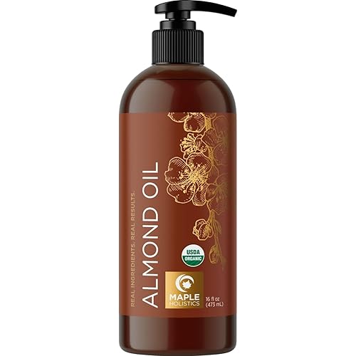 USDA Organic Sweet Almond Oil - Pure Cold Pressed Organic Almond Oil for Skin Hair and Nails - Moisturizing Organic Body Oil for Women and Men plus
