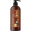 USDA Organic Sweet Almond Oil - Pure Cold Pressed Organic Almond Oil for Skin Hair and Nails - Moisturizing Organic Body Oil for Women and Men plus