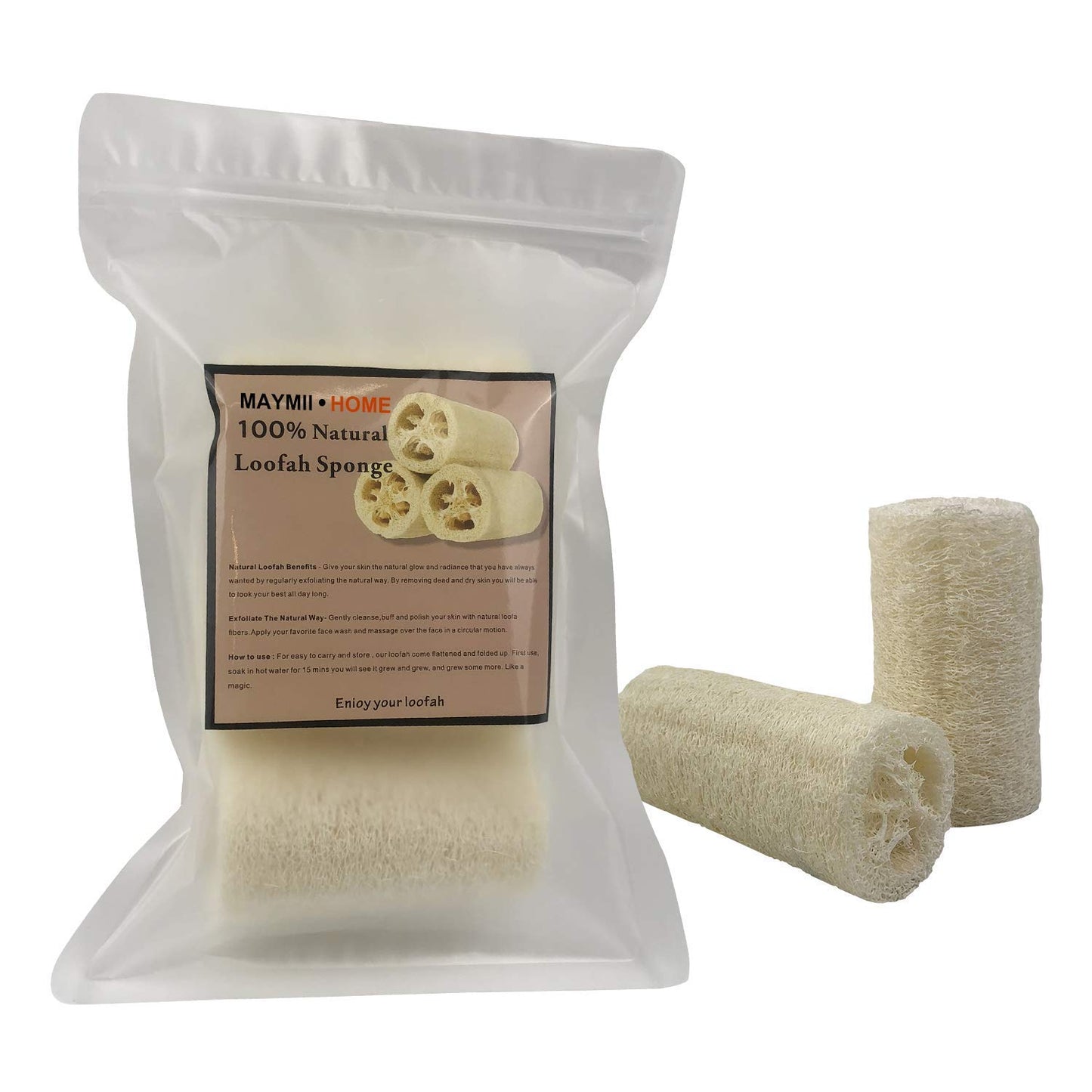 MAYMII·Home 100% Large (5" Length) Nature 6 Pack of Organic Loofahs Loofah Spa Exfoliating Scrubber Natural Luffa Body Wash Sponge Remove Dead Skin