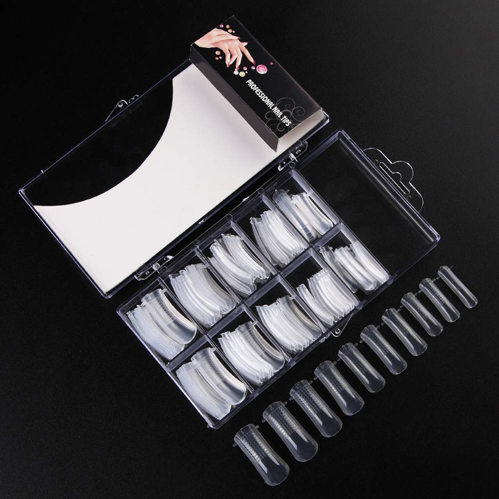 Beuniar Nail Extension Form Tips Clear 100pcs Poly Gel Acrylic Nails Mold Artificial Dual Forms System UV Gel DIY Polish Manicure Tool 100PCs/Case