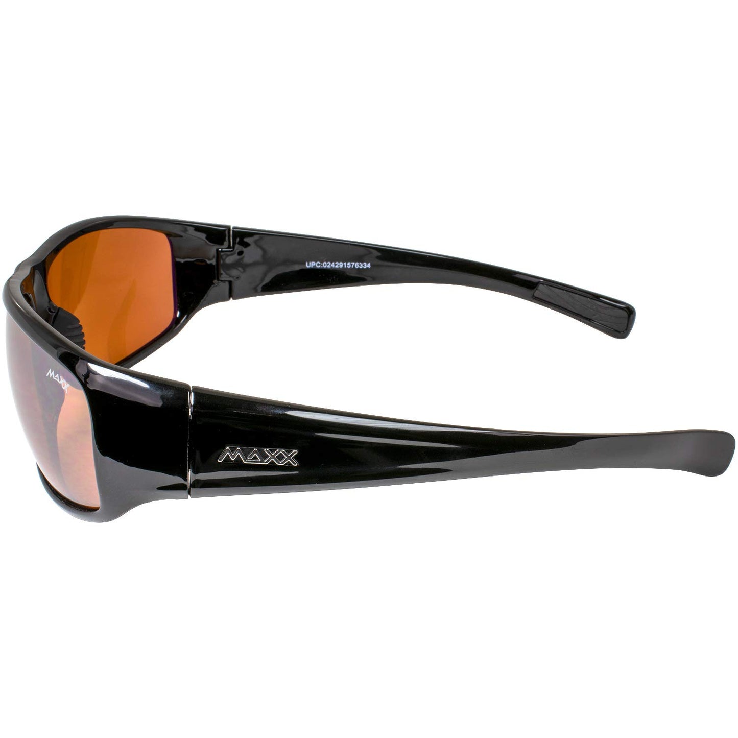 Maxx Major Sport Golf Motorcycle Riding Sunglasses Black with High Definition Amber Lens