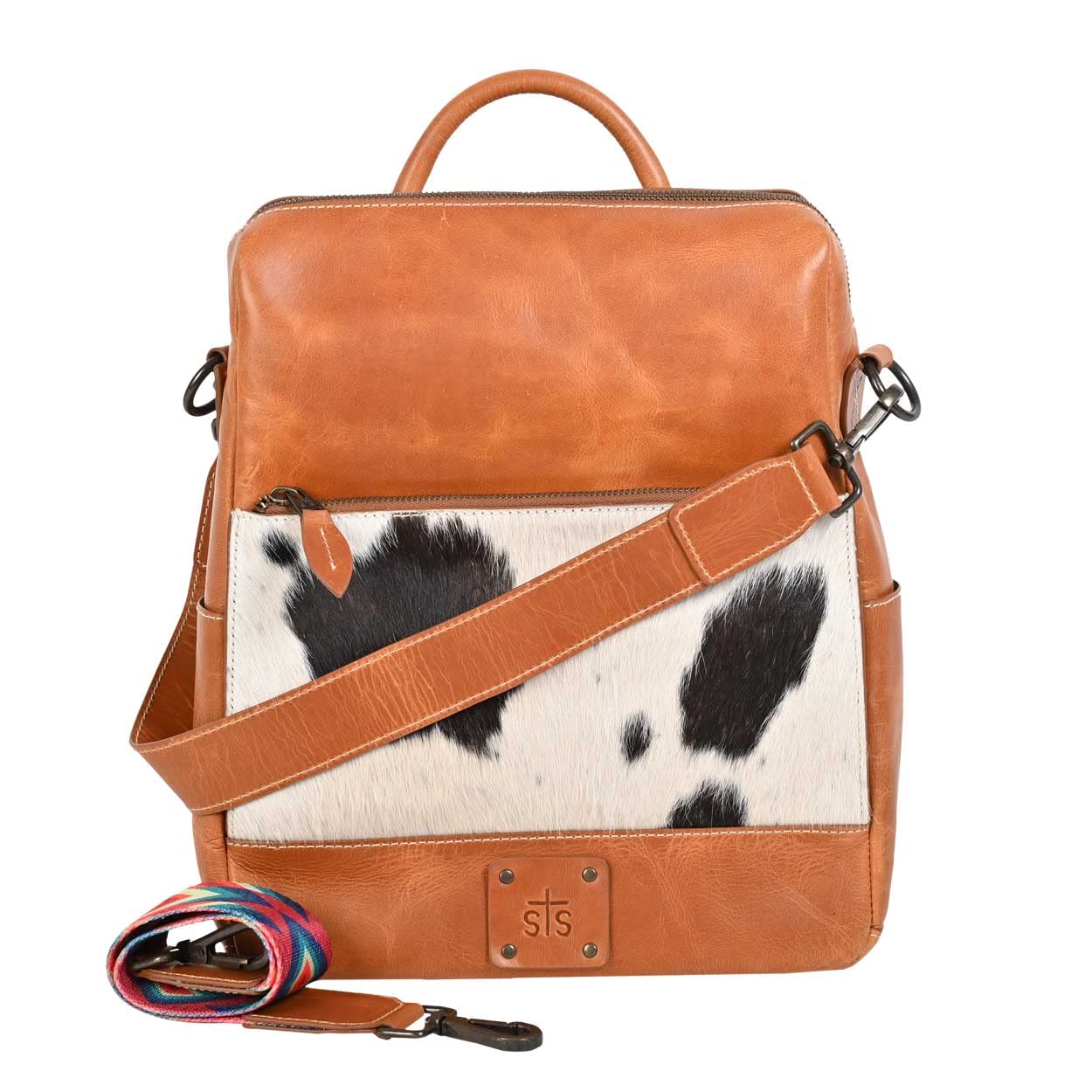 STS Ranchwear Women's Cowhide Basic Bliss Casual Durable Adjustable Leather Backpack with 2 Removable Shoulder Straps, Tan