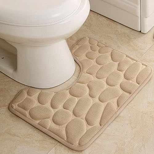 Toilet Rugs, U-Shaped Non-Slip Bath Mat Extra Soft Absorbent Bathroom Rugs Machine Washable Floor Carpet Commode Potty Training Mats for Tub Shower…