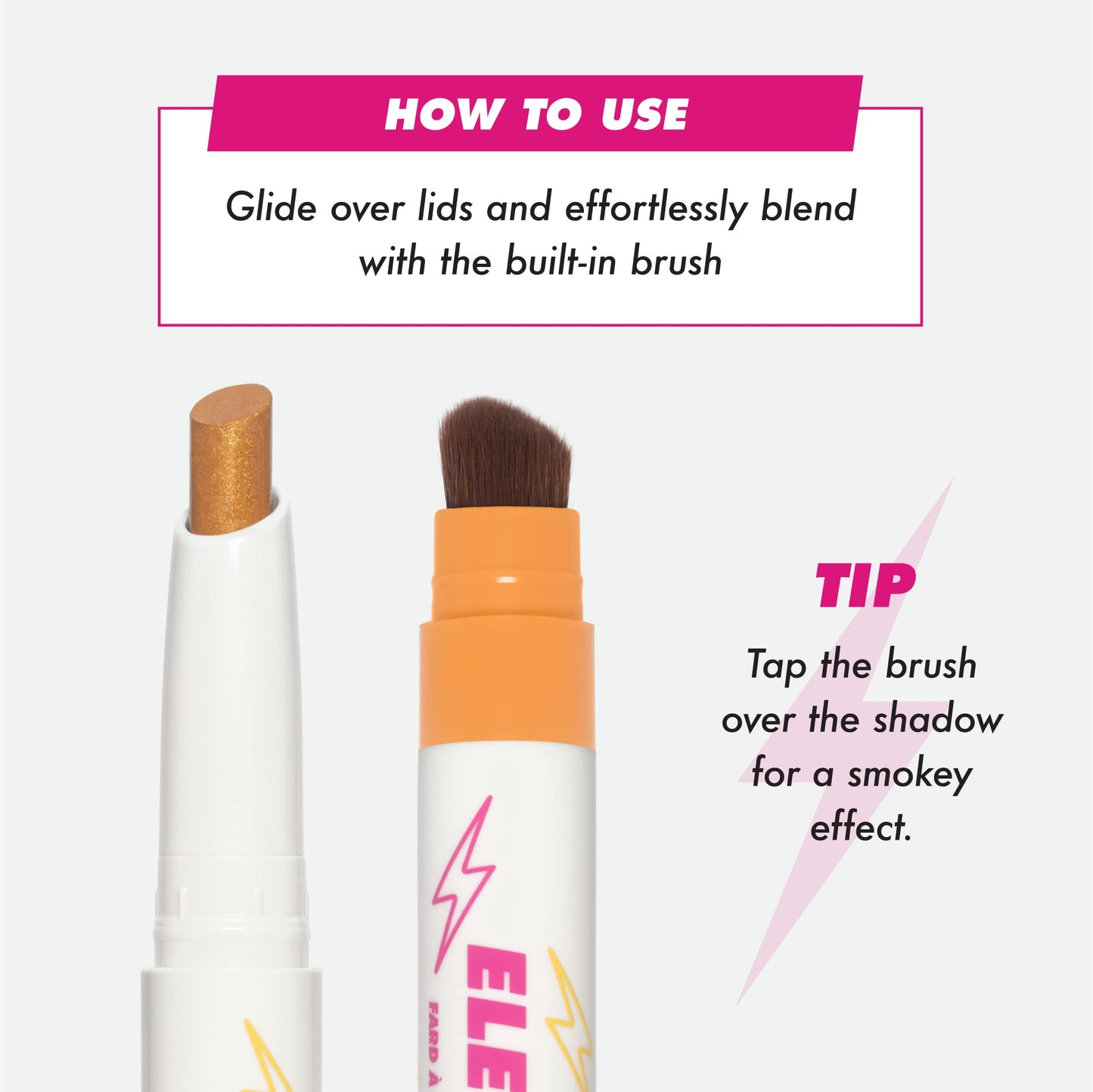 Lime Crime Electric Slide Eyeshadow & Brush Stick, Totally Buggin - Lightweight 2-in-1 Eyeshadow Smudge Stick with Angled Brush for Long Lasting