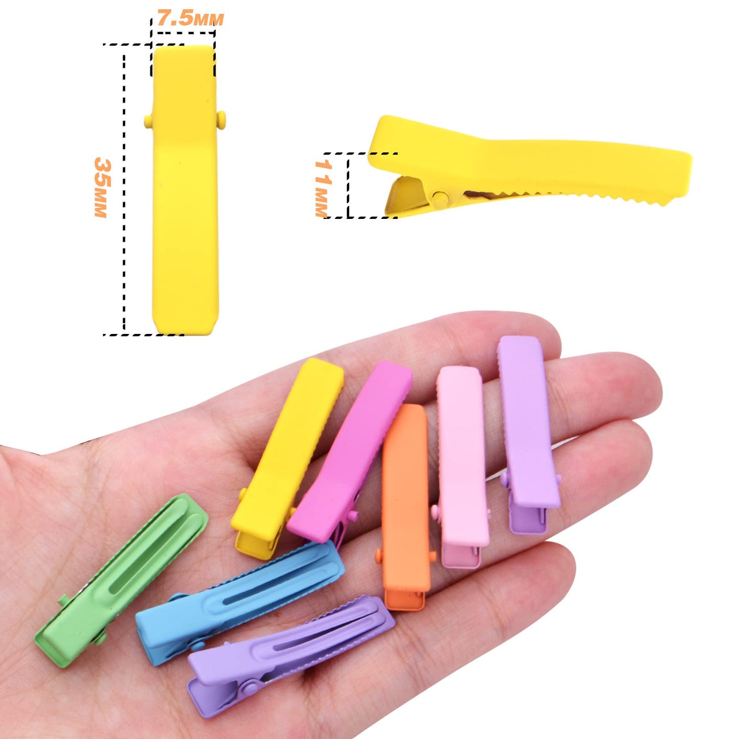 50pcs Colorful Alligator Duckbill Hair Clips Alloy Double Prong Curl Clips Sectioning Hairclips Non-slip Hairpin Barrettes for Women Hair Extensions