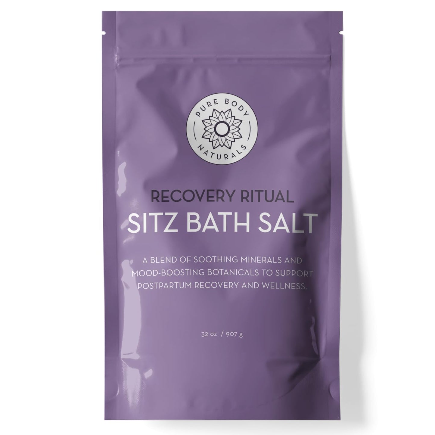 Pure Body Naturals Sitz Bath Salt - Postpartum Care and Hemorrhoid Comfort - Natural Soak for Self Care and Hemorrhoid, Post Partum Essentials, 32 Oz
