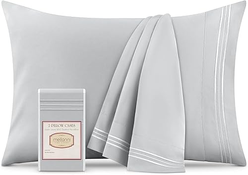 Mellanni Pillow Cases - Luxury, Extra Soft, Cooling Pillow Covers - 2 PC Iconic Collection Pillowcases - Envelope Closure (Standard/Queen 20" x 30",