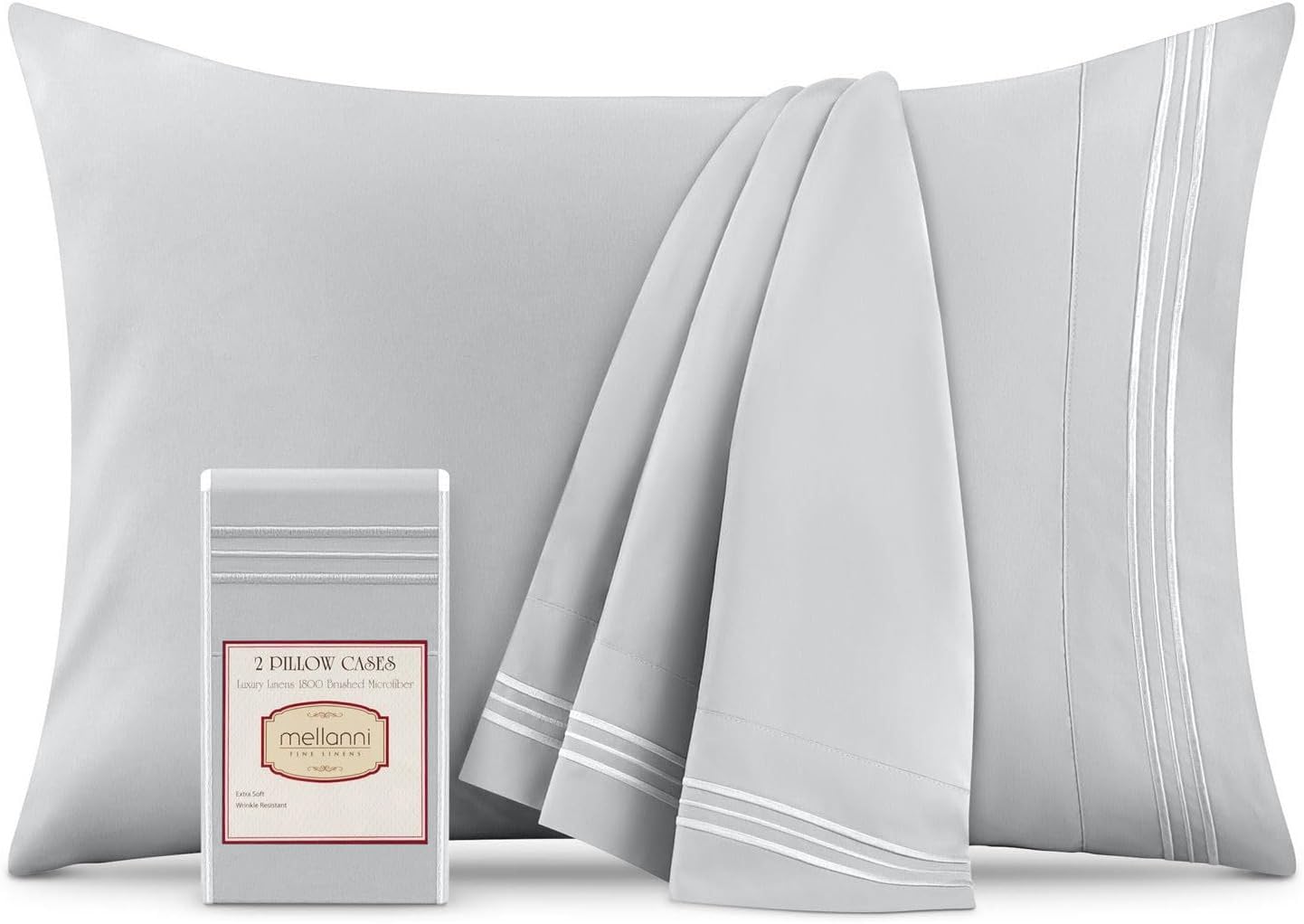 Mellanni Pillow Cases - Luxury, Extra Soft, Cooling Pillow Covers - 2 PC Iconic Collection Pillowcases - Envelope Closure (Standard/Queen 20" x 30",