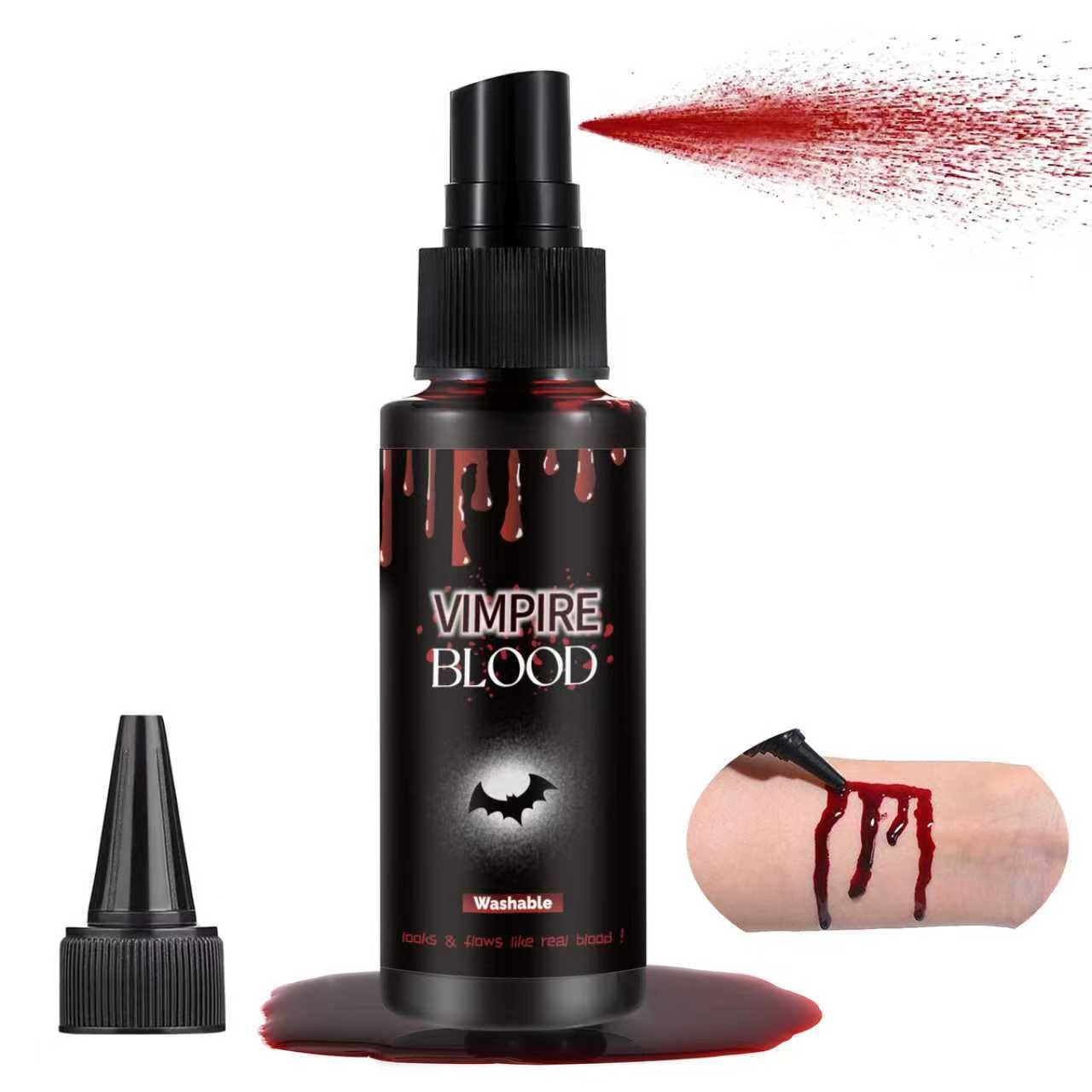 Halloween Fake Blood Spray, Washable Fake Blood Makeup, Halloween Realistic Fake Blood for Face Body Paint, Perfect for Vampire Makeup, Clown & Sfx