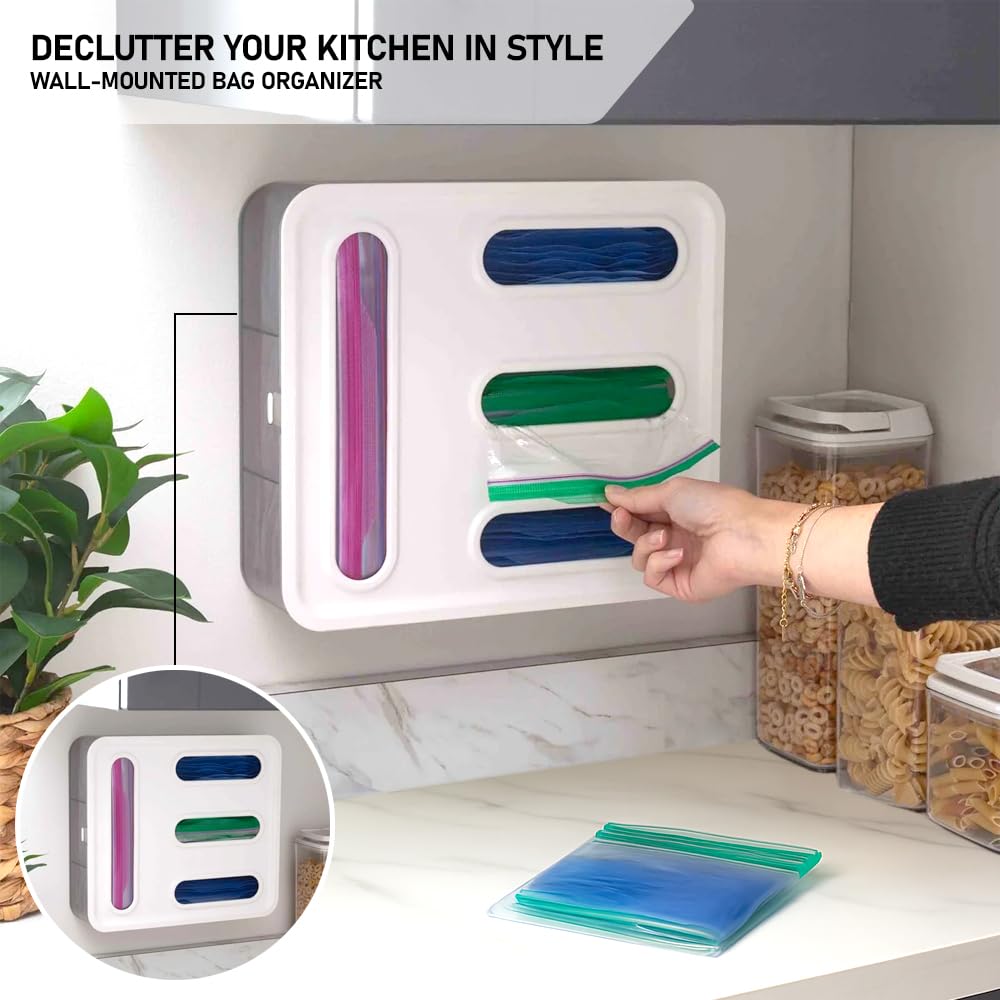 FALAH Food Storage Bag Organizer, 4 in 1 Plastic Bag Organizers for Kitchen Storage, Baggie Organizer for Drawer with Removable Labels, Gallon…