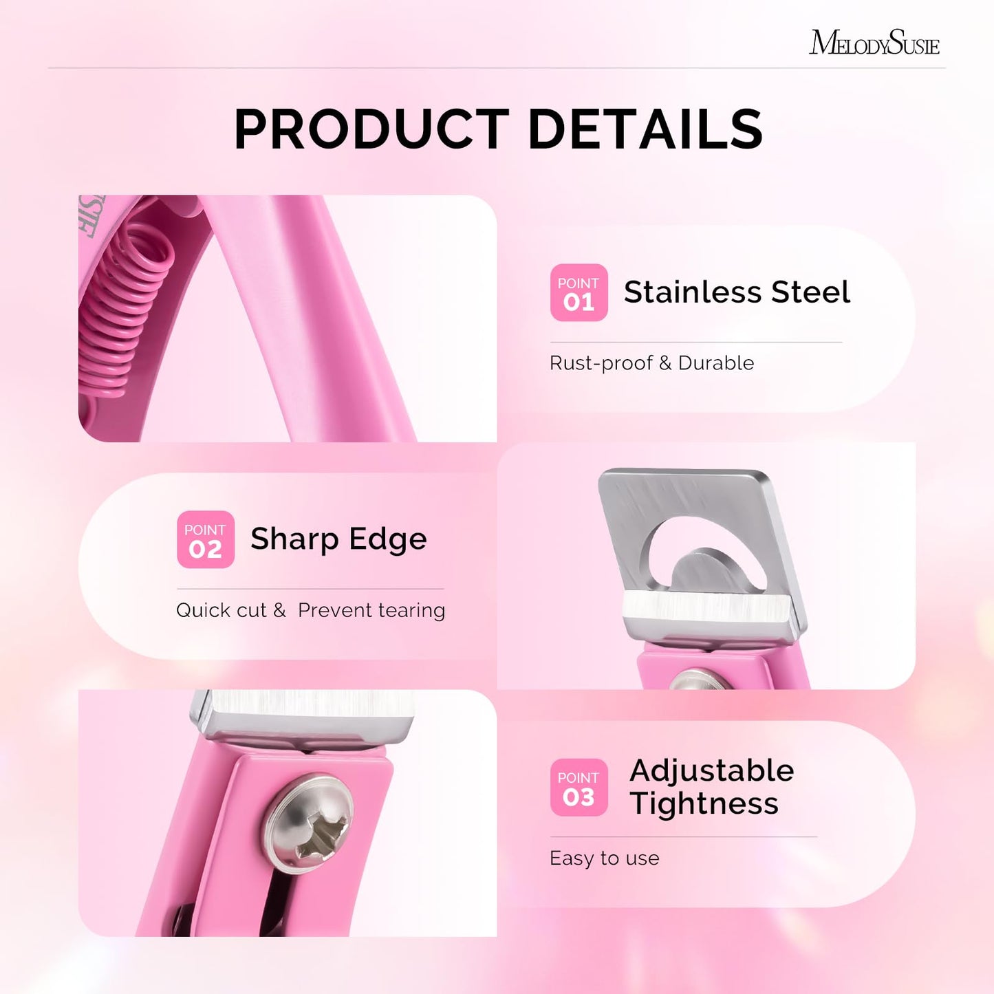 MelodySusie 2Pcs Acrylic Nail Clippers with Magnet Sizers, Professional Nail Cutters for Long Acrylic Gel Nails Tips, Adjustable Stainless Nail Beauty and Personal Care MelodySusie