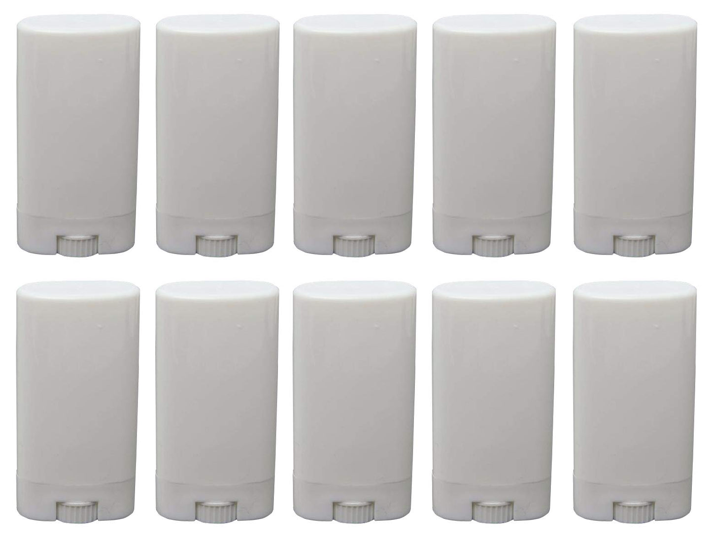 10 Pack 15ml Empty Plastic Tubes Oval Twist-Up Deodorant & Lip Balm ContainersWhite DIY Tubes for Homemade, Crayon Holder (0.5 Oz)