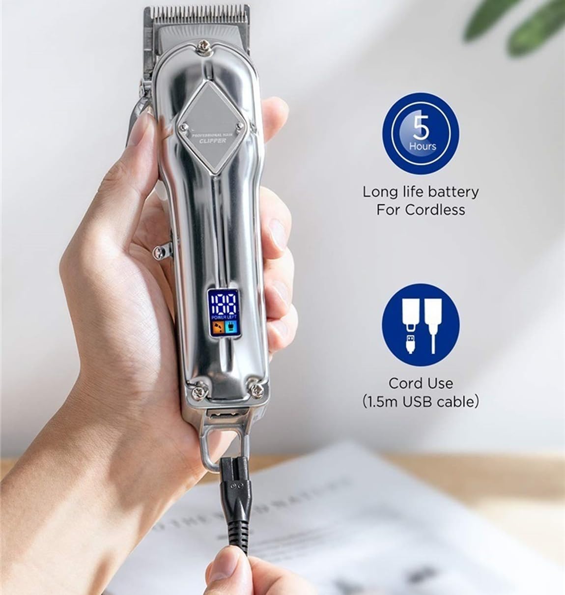 Mens Hair Clippers, 2 PCS for Men Professional Cutting Kit Beard Trimmer Barbers Cordless Close T-Blade Beauty and Personal Care QDKVTNDJZ