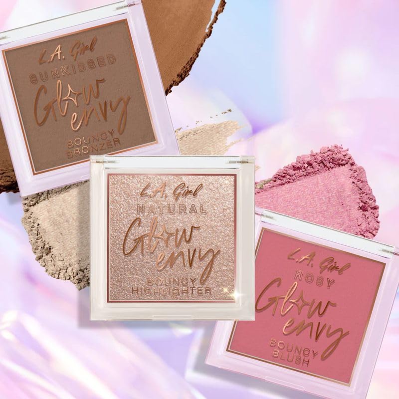 L.A. GIRL Glow Envy Bouncy Bronzer for Women, Rosy Glow Blush for Makeup with Goodness of Jojoba Oil, Squalene, & Vitamin E, Long-Wearing, Natural