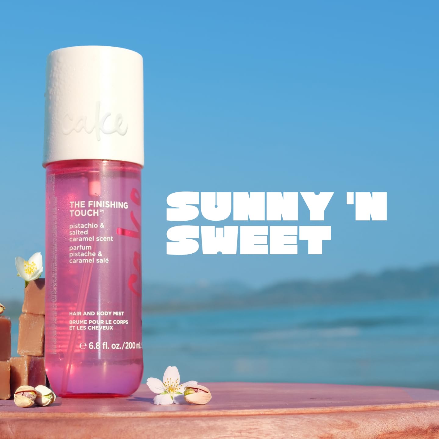 Cake Beauty Hair & Body Mist, The Finishing Touch - Pistachio & Salted Caramel Scent - Infused with Vitamin E & Argan Oil - For All Skin & Hair Types