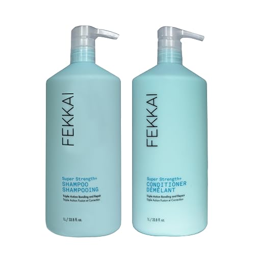 Fekkai Super Strength+ Protein PowerBond Shampoo (1 Liter) + Super Strength+ Protein PowerBond Conditioner (1 Liter) - Free of Sulfates, Parabens