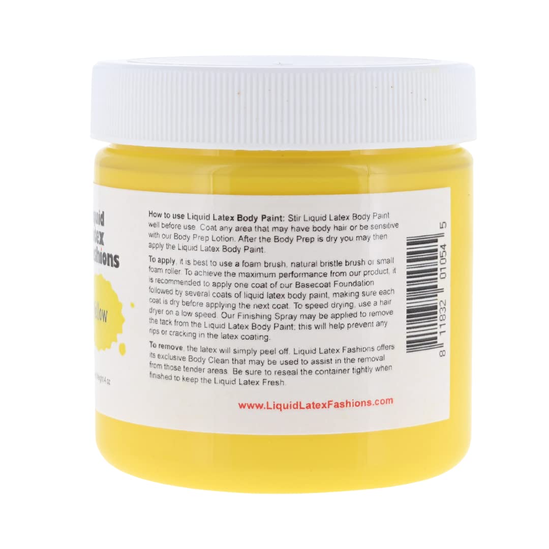 Liquid Latex Fashions Ammonia Free Liquid Latex for Adults and Kids, Face and Body Latex Paint, Ideal for Parties and Cosplay, Super Flexible, Yellow