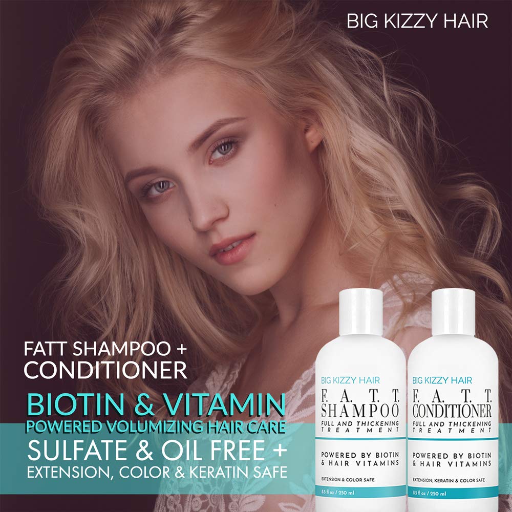 Volumizing & Thickening Biotin Shampoo & Conditioner Set - F.A.T.T. by Big Kizzy, Gentle Hair Care Safe for Extensions, Color & Keratin Treatments