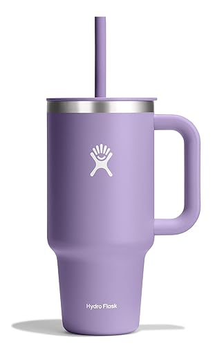 Hydro Flask Travel Tumbler with Handle, Lid and Straw - Insulated Stainless Steel in 32 Oz Moonshadow
