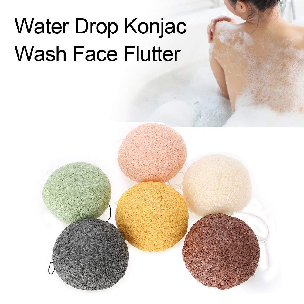6pcs/Set Konjac Sponge, 100% Pure Naturally Cleaning Puff Konjac Sponges Tool Wet/Dry Skin Massage Tools to effortlessly Cleanse & Soften Delicate